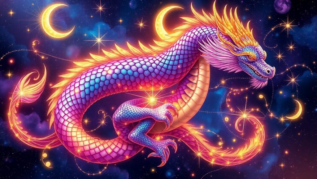 Cosmic Dragon and Celestial Harmony – free AI stock image