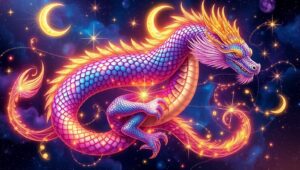 Cosmic Dragon and Celestial Harmony – free AI stock image