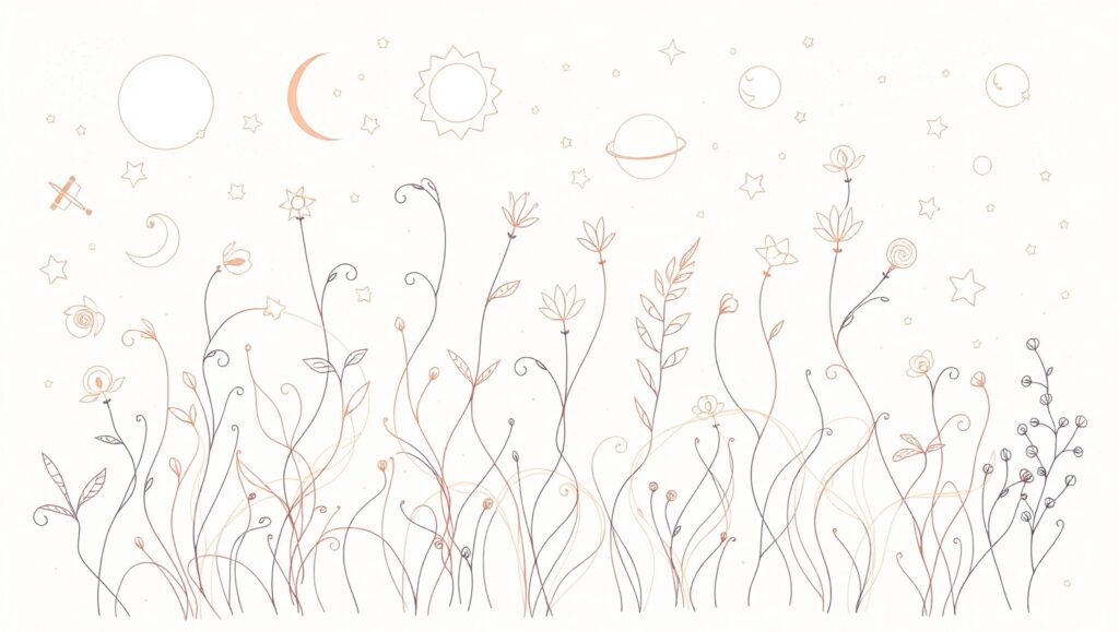 Cosmic Garden in Line – free AI stock image