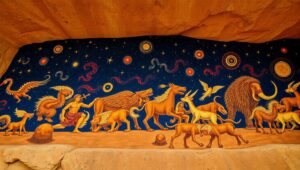 Cosmic Hunt in Ancient Times – free AI stock image
