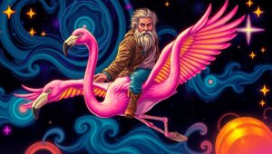 Cosmic Journey on Flamingo – free AI stock image