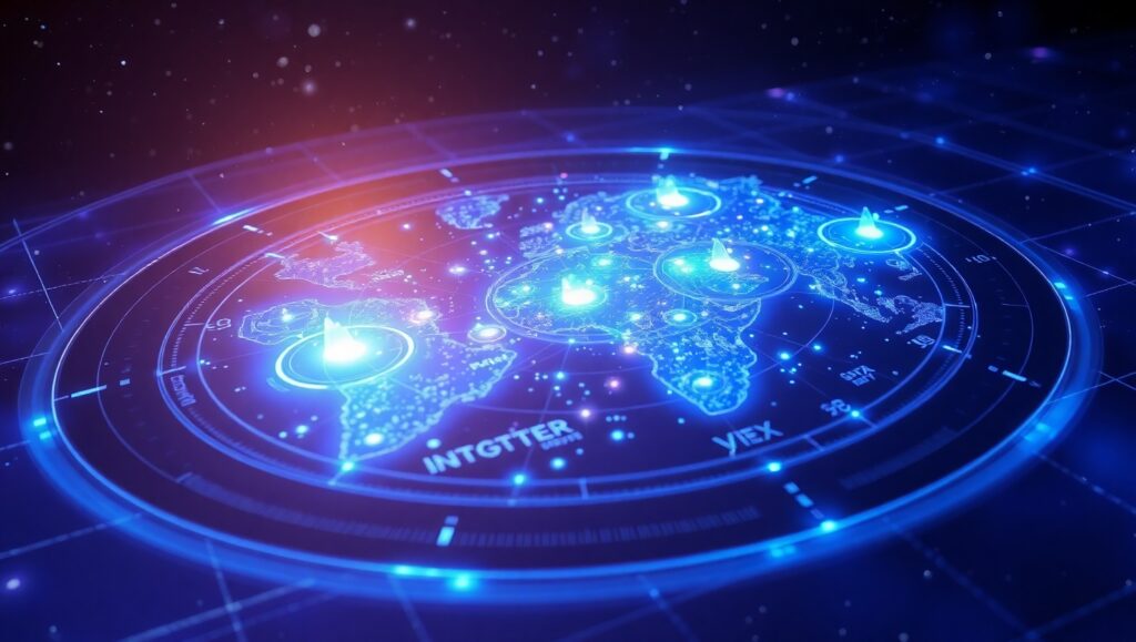 Cosmic Navigation Hologram Interface – free AI stock image