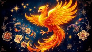 Cosmic Phoenix Rising Tattoo Art – free AI stock image