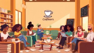 Cozy Coffee Shop in Flat Design – free AI stock image
