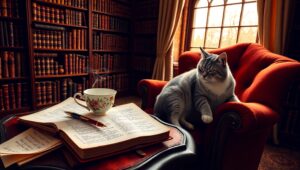 Cozy Library at Dusk – free AI stock image