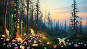 Crystal Forest in Twilight Glow – free AI stock image