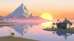 Crystal Mountain at Sunset – free AI stock image