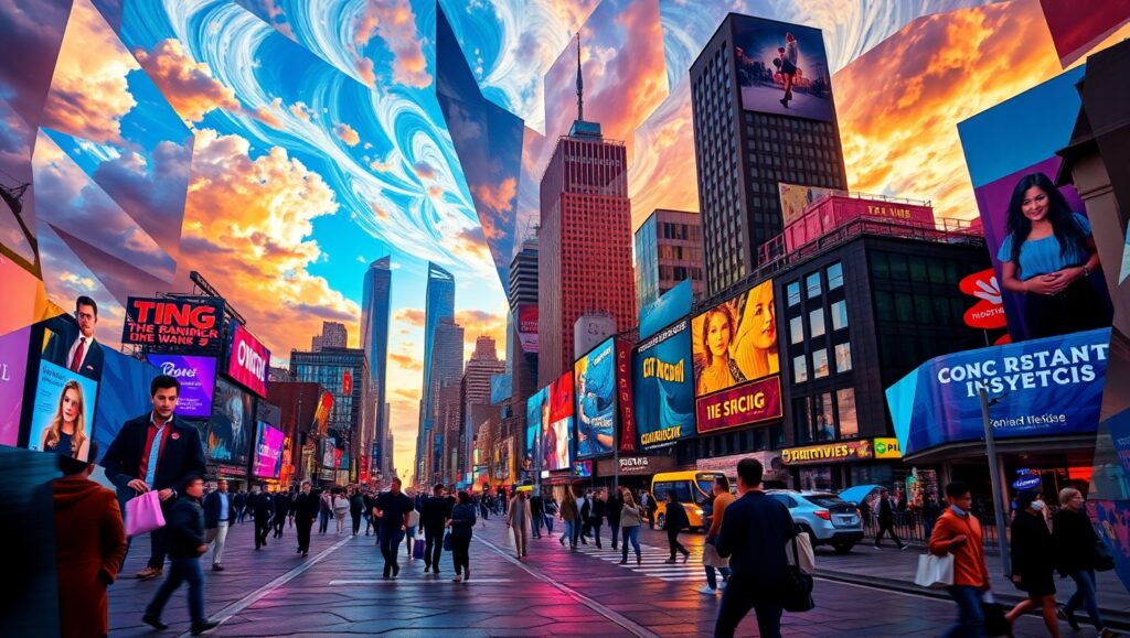 Cubist City Life in Color – free AI stock image