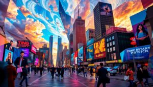 Cubist City Life in Color – free AI stock image