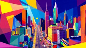 Cubist City Symphony – free AI stock image