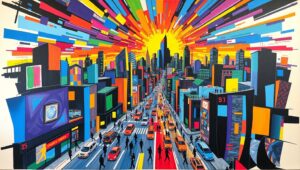 Cubist City Symphony in Color – free AI stock image