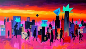 Cubist Cityscape and Emotions – free AI stock image