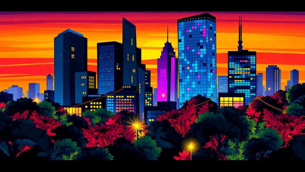 Cubist Cityscape at – free AI stock image