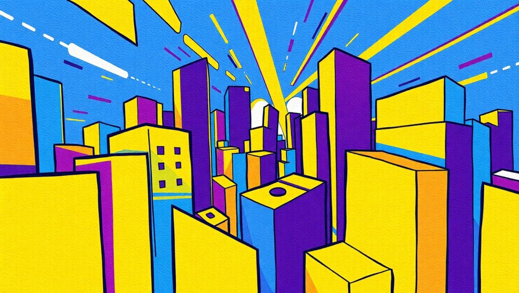 Cubist Cityscape in Fragmented Forms – free AI stock image