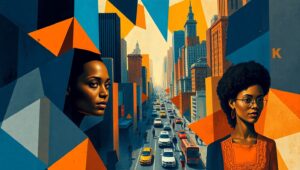Cubist Interpretation of Urban Life – free AI stock image