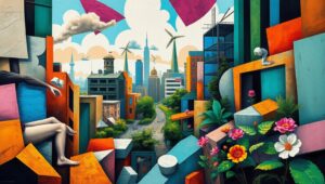 Cubist Urban Harmony Unveiled – free AI stock image