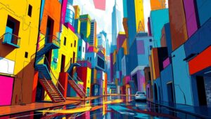 Cubist Urban Symphony t2u – free AI stock image