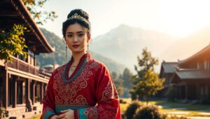 Cultural Fusion: Traditional Attire – free AI stock image