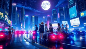 Cybernetic Dreams in Neon City – free AI stock image