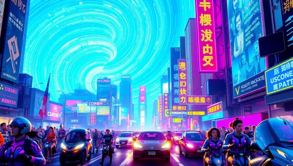 Cyberpunk City Under Neon Glow – free AI stock image