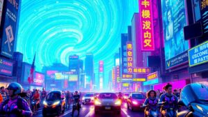 Cyberpunk City Under Neon Glow – free AI stock image