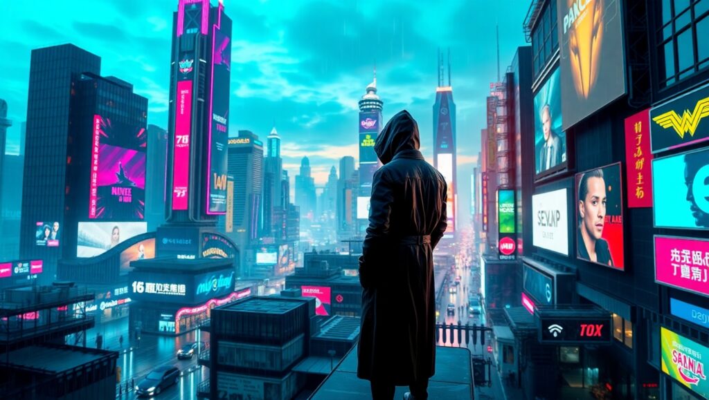 Cyberpunk Hacker in Neon City – free AI stock image