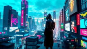 Cyberpunk Hacker in Neon City – free AI stock image