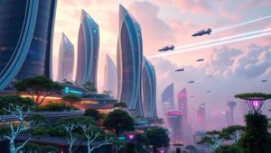 Dancing City of the Future – free AI stock image