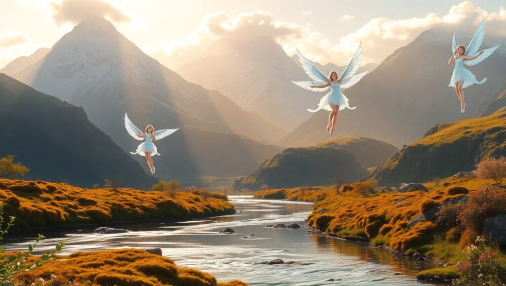 Dancing Spirits Above Serene Waters – free AI stock image