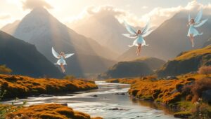 Dancing Spirits Above Serene Waters – free AI stock image