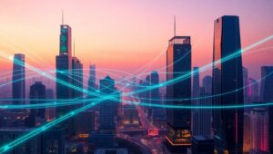 Data-Driven City Skyline Visualization – free AI stock image