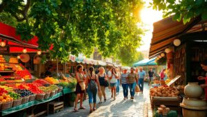 Dawn at the Farmers Market – free AI stock image