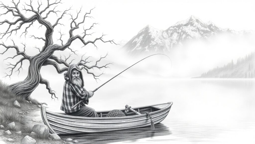 Dawn at the Tranquil Lake VKd – free AI stock image