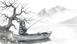 Dawn at the Tranquil Lake VKd – free AI stock image