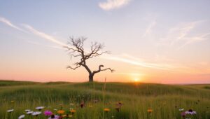 Dawn in a Pastel Meadow – free AI stock image