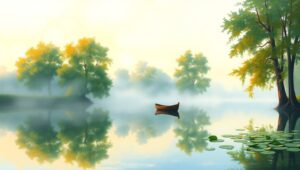 Dawn Reflections on the Lake t2C – free AI stock image
