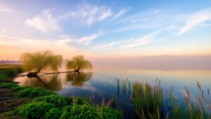 Dawn Serenity by the Lake nNx – free AI stock image