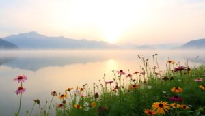 Dawn Serenity by the Lake V4b – free AI stock image