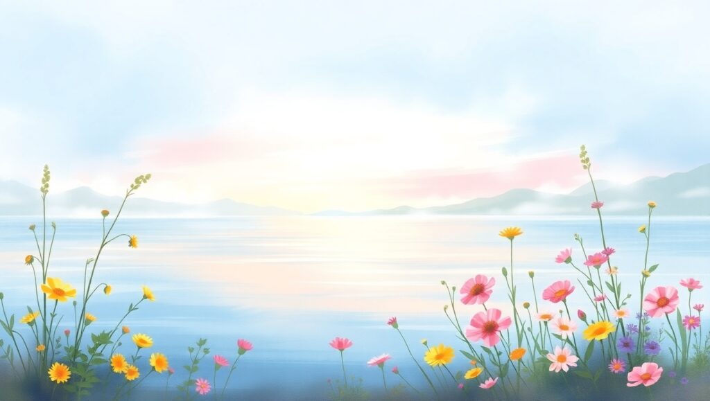 Dawn Serenity by the Lakeside – free AI stock image