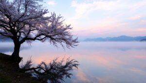 Dawn Serenity by the Lakeside N60 – free AI stock image