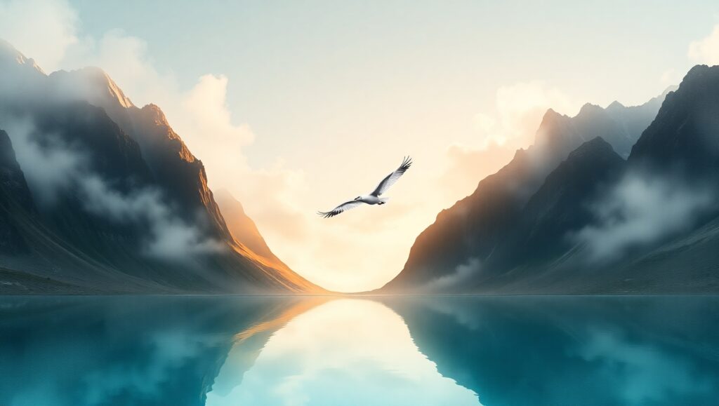 Dawn Serenity in Ink Wash – free AI stock image