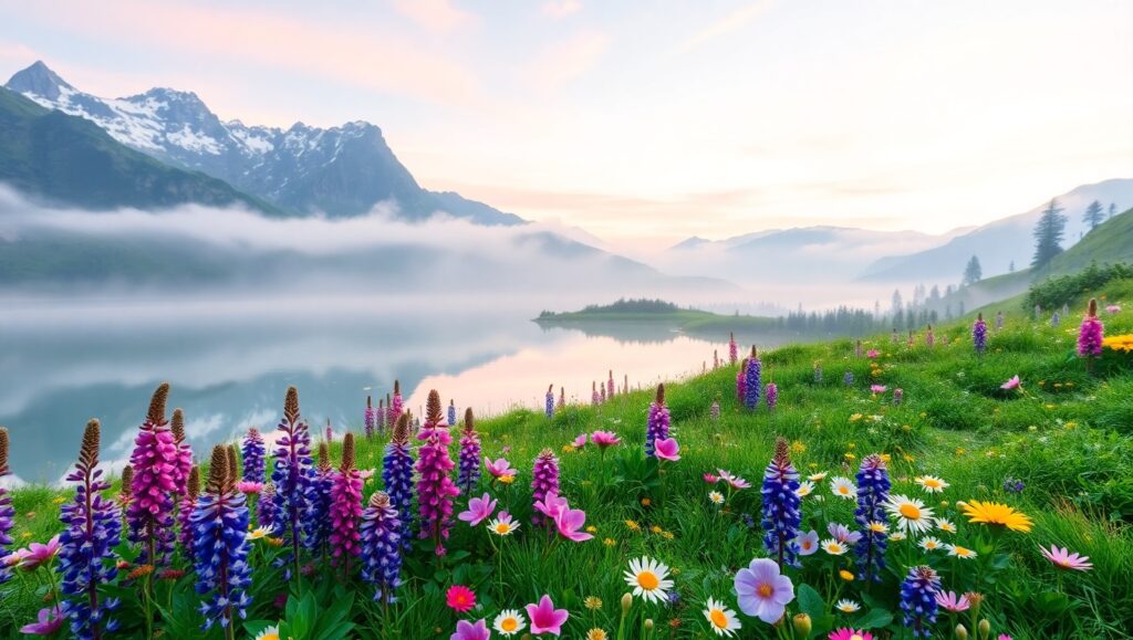 Dawn Serenity in Mountain Landscape 0zF – free AI stock image