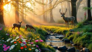 Dawn Serenity in the Forest – free AI stock image