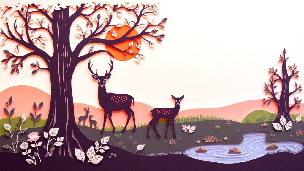 Deer Family by the Stream – free AI stock image