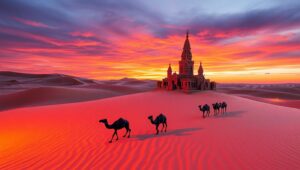 Desert Dreams in Colorful Sand – free AI stock image