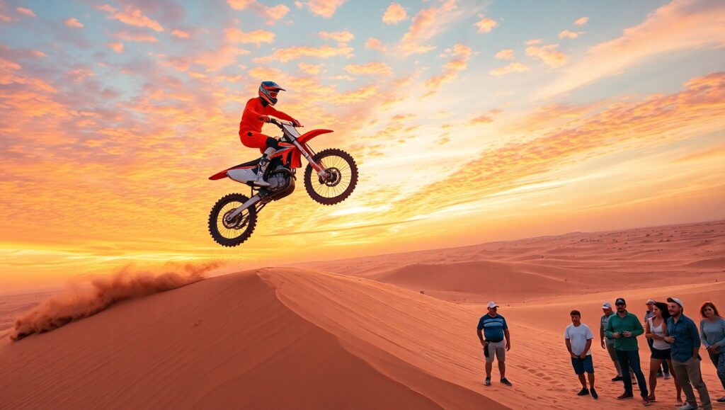 Desert Dune Motocross Showdown – free AI stock image