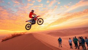 Desert Dune Motocross Showdown – free AI stock image
