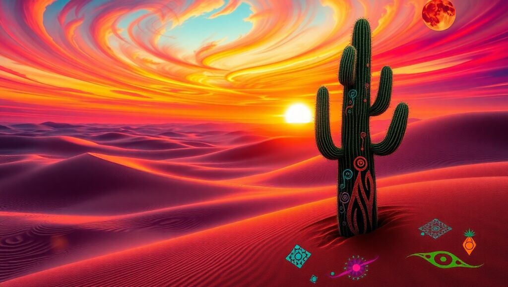 Desert Dunes at Sunset – free AI stock image