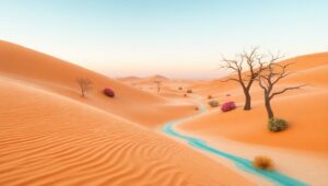 Desert Oasis in Sand – free AI stock image