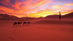 Desert Serenity at Sunset – free AI stock image